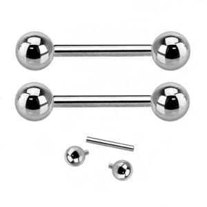 pierced owl g23 implant grade solid titanium internally threaded barbells, sold as a pair (14ga - 5/8" length - 5mm ball size)