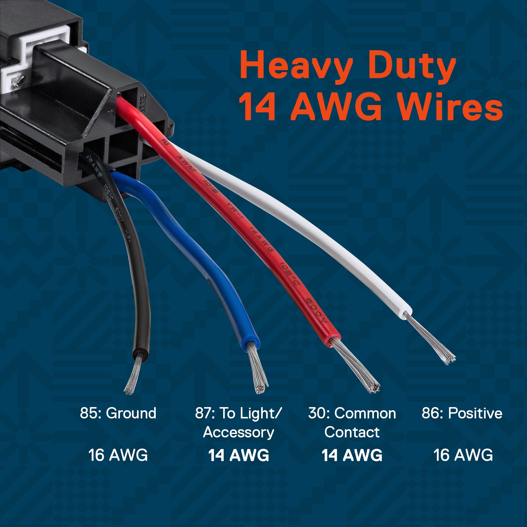 TRUE MODS 6 Pack 4-Pin 12V Bosch Style Fused Relay Switch Kit [Interlocking Harness Socket Holder] [14 AWG Hot Wires] [SPST] [30 Amp] 12 Volt Automotive relays with Fuse for Auto Cars