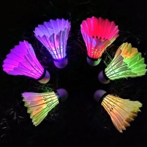 Inngree LED Shuttlecock Badminton, [6 Pack] 6 Color Shuttlecock Dark Night Goose Feather Glow Birdies Lighting for Outdoor Indoor Sport Activities