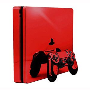 Red Chrome Mirror - Vinyl Decal Mod Skin Kit by System Skins - Compatible with PlayStation 4 Slim Console (PS4S)