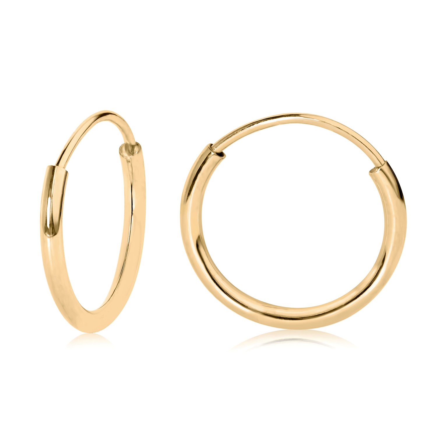 14k Yellow Gold Endless Hoop Earrings 10x1.0mm