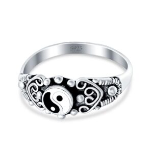 Blue Apple Co. Sterling Silver Size-6 Chinese Yin Yang Band Ring 925 Sterling Silver Thumb Ring