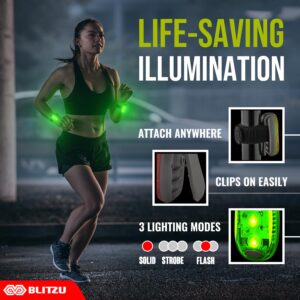 BLITZU Kayak Strobe Light for Walking at Night Wrist Light Stroller Light Lights Running at Night Shoe Lights for Running at Night Light for Running at Night Backpack Reflector Dog Harness Light Green