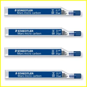 4 x staedtler mars micro carbon 251 1.3mm hb - pencil lead refills - 4 tubes / packs (4 6 leads) hb