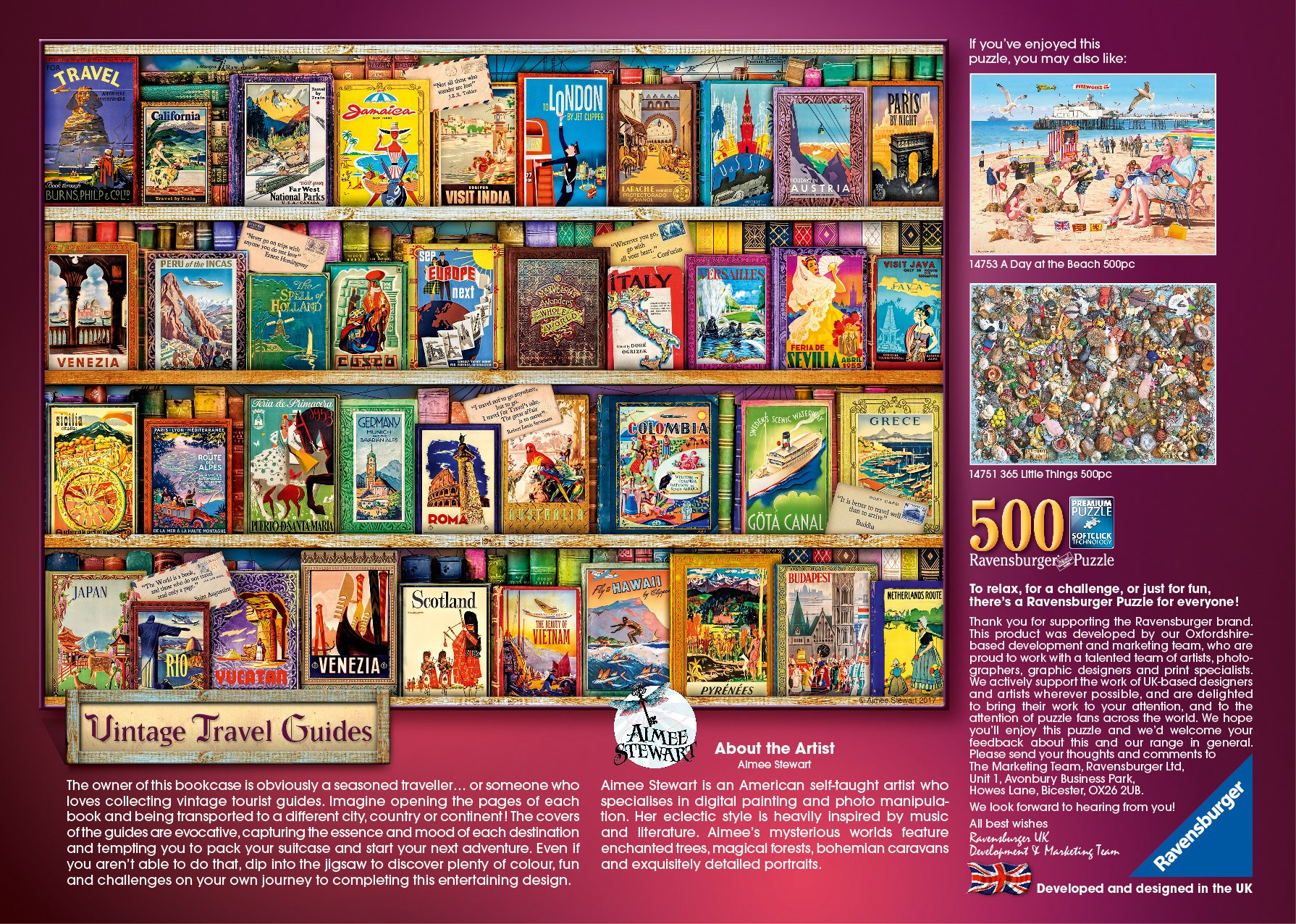 Ravensburger Vintage Travel Guides 500 Piece Jigsaw Puzzle for Adults & for Kids Age 10 and Up