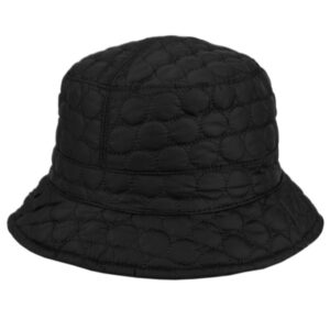 foldable water repellent quilted rain hat w/adjustable drawstring, bucket cap (jet black)