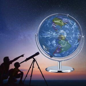 Illuminated World Globe For Kids, Desk Globe Night Light with Stand