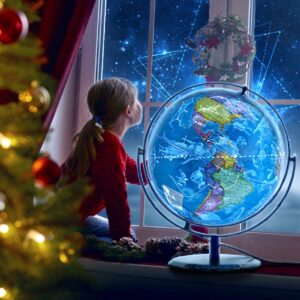 Illuminated World Globe For Kids, Desk Globe Night Light with Stand