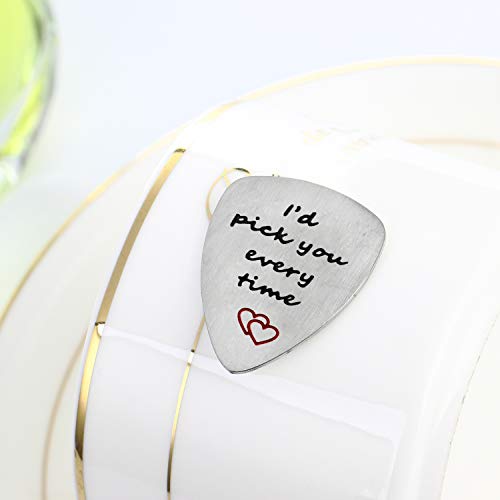 I'd Pick You Every Time Guitar Pick, Musical Gift, Anniversary Date, Valentine's Day Gift for Men