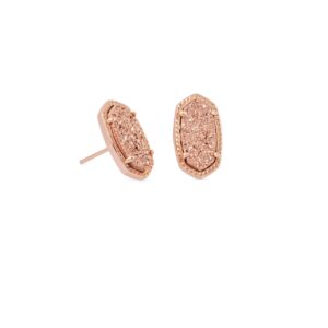 Kendra Scott Ellie Stud Earrings for Women, Fashion Jewelry, Rose Gold-Plated, Rose Gold-Plated Drusy