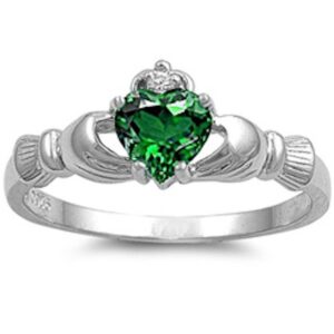 omega diamond co irish claddagh lab created emerald 925 sterling silver ring (8)