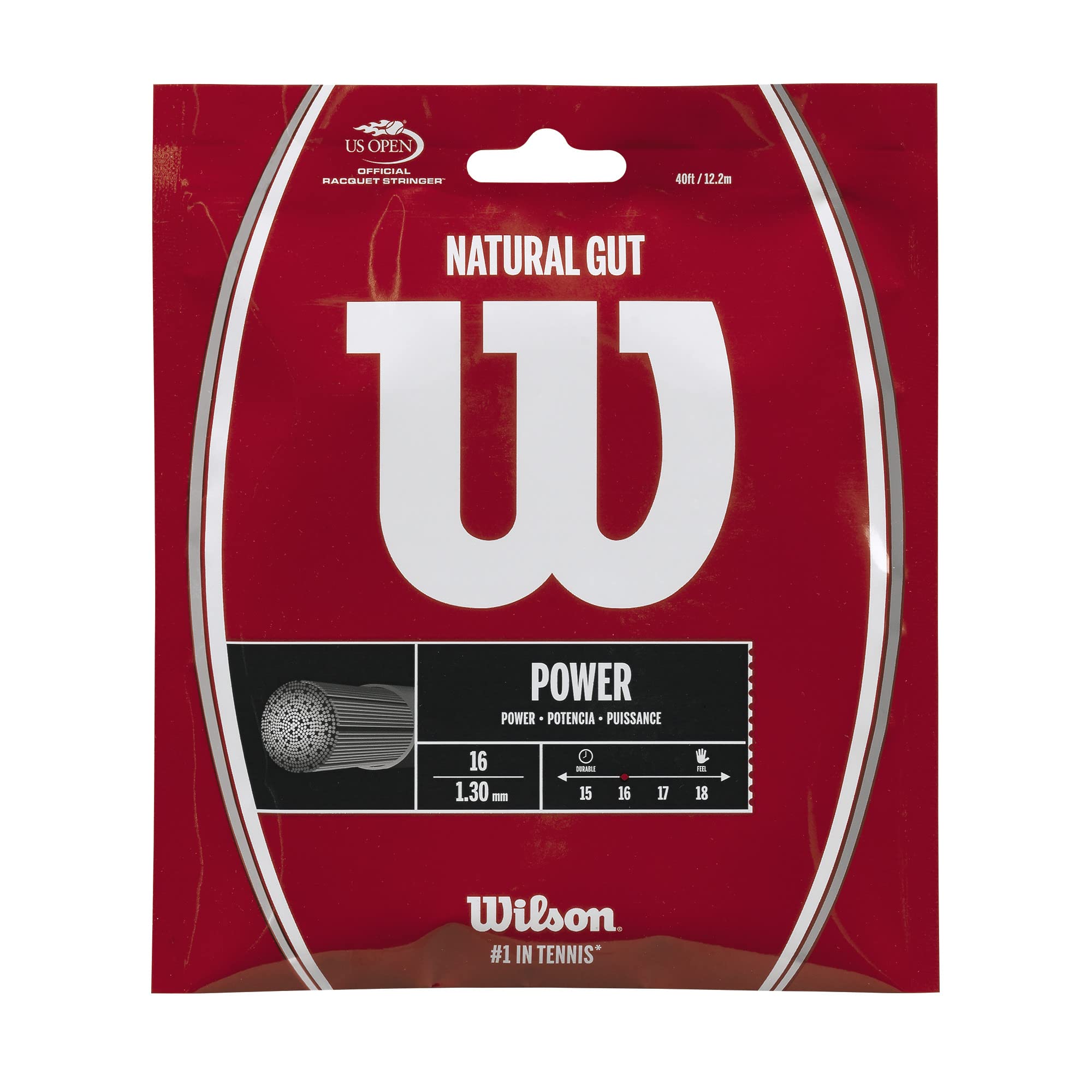 Wilson Natural Gut 16 Tennis String - Set, White