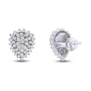 White Natural Diamond Stud Earrings In 14K White Gold Over Sterling Silver (0.04 Ct)