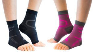 thirty48 plantar fasciitis socks, 20-30 mmhg foot compression sleeves for ankle/heel support, increase blood circulation, relieve arch pain, reduce foot swelling (black & pink (2 pairs), large)