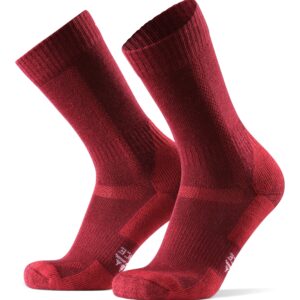 DANISH ENDURANCE Merino Wool Cushioned Hiking Socks 1-Pack for Men & Women, Made in EU, Walking, Trekking, Work, Outdoor (Wine Red, US Women 11-13 // US Men 9.5-12.5)