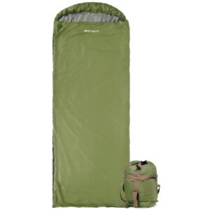 redcamp ultra lightweight sleeping bag for backpacking, comfort for adults warm weather, hooded with compression sack green (87"x 32.5")