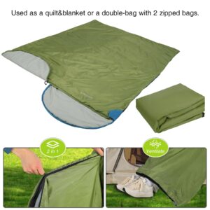 REDCAMP Ultra Lightweight Sleeping Bag for Backpacking, Comfort for Adults Warm Weather, Hooded with Compression Sack Green (87"x 32.5")