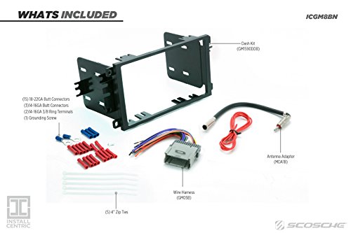 SCOSCHE Install Centric ICGM8BN Double DIN Complete Basic Installation Solution for Installing an Aftermarket Stereo Compatible with Select 2000-13 GM Vehicles,Black