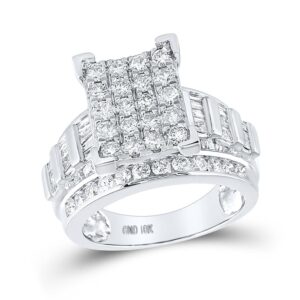 jewels by lux 10k white gold diamond cindy's dream cluster bridal wedding engagement ring 2 cttw - size 7 ring size 8.5