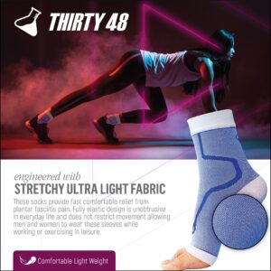 Thirty48 Plantar Fasciitis Socks, 20-30 mmHg Foot Compression Sleeves for Ankle/Heel Support, Increasing Blood Circulation, Relieving Arch Pain, Reducing Foot Swelling