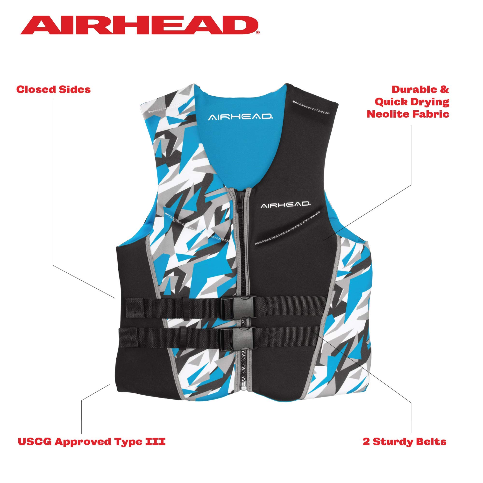 Airhead Men's US Coast Guard Approved CAMO COOL Kwik-Dry Neolite Flex Life Jacket