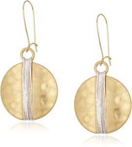 robert lee morris "primal connection" two-tone wire wrapped circle drop earrings