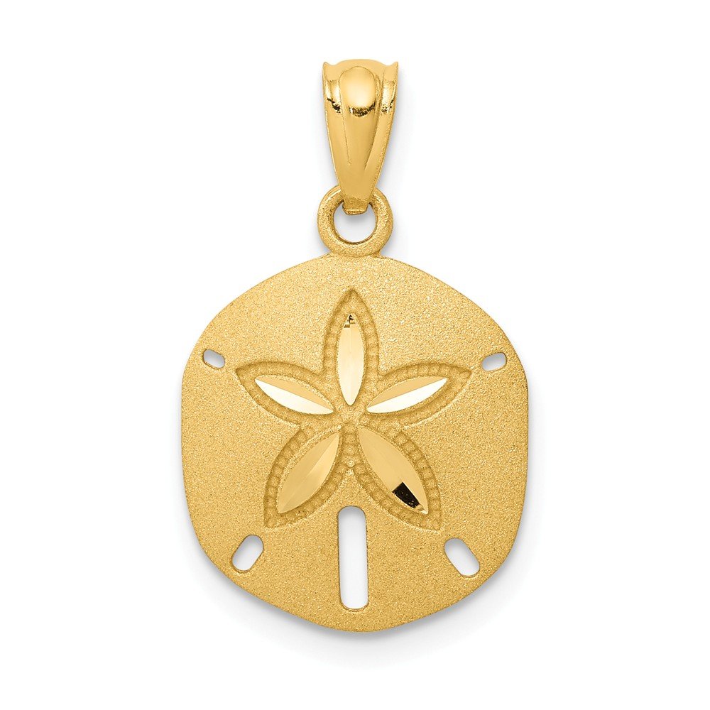 Jewels By Lux 14K Yellow Gold Satin Diamond-cut Sand Dollar Pendant