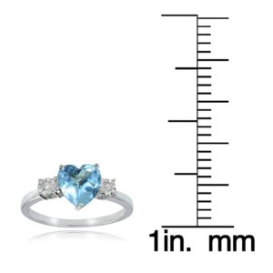 Ice Gems Sterling Silver Blue Topaz and Heart Ring, Size 7