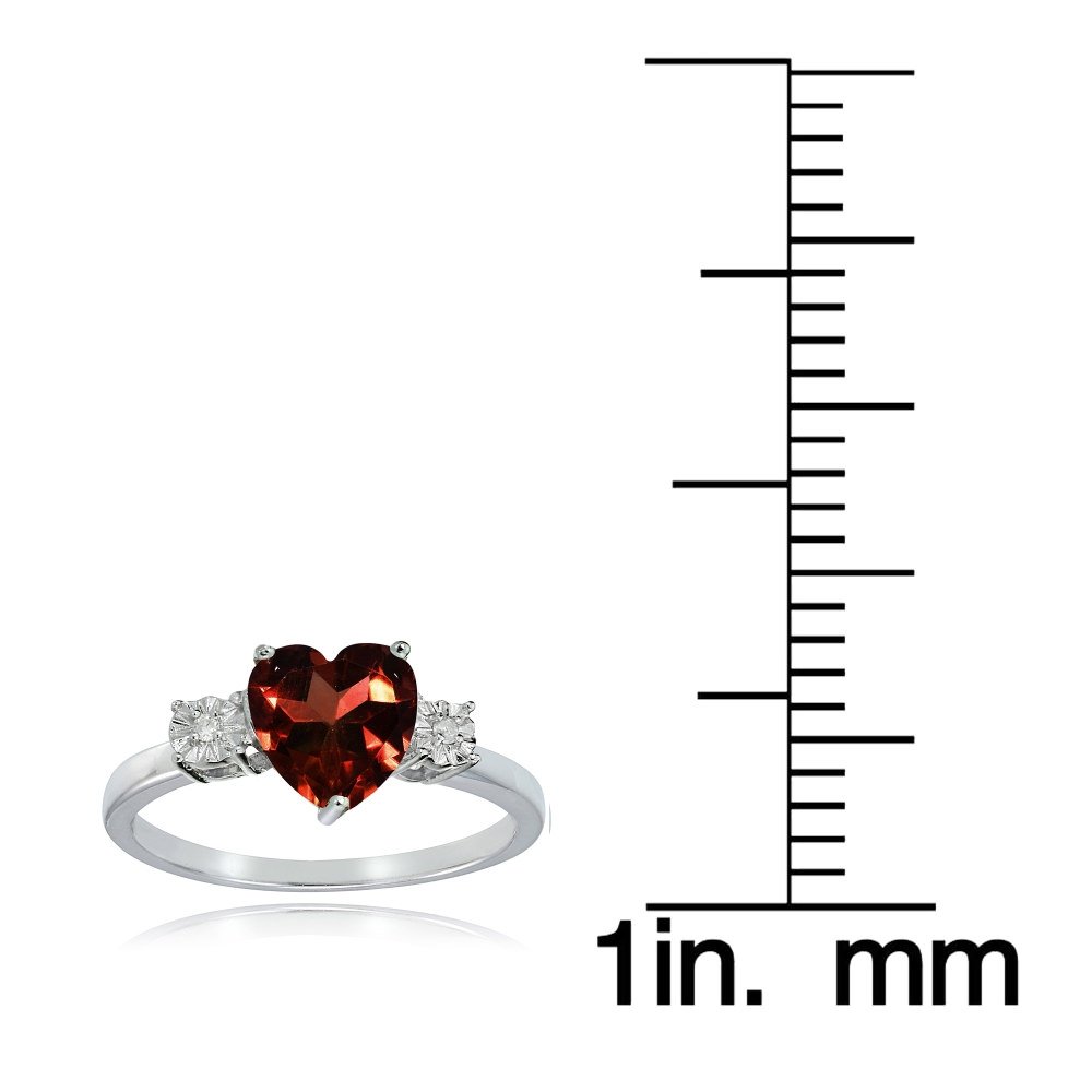 Ice Gems Sterling Silver African Garnet and Heart Ring, Size 9