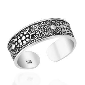 aeravida mythic marine turtle band .925 sterling silver toe ring or pinky ring