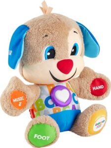 fisher-price baby & toddler toy laugh & learn smart stages puppy musical plush with lights & phrases for infants ages 6+ months