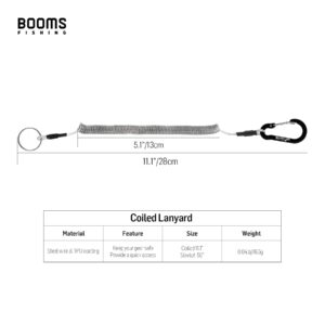 Booms Fishing T04 Fishing Lanyards 6pcs Pack Fishing Tool/Pole Safety Coil Lanyard Retractable Wire Inside TUP Cover