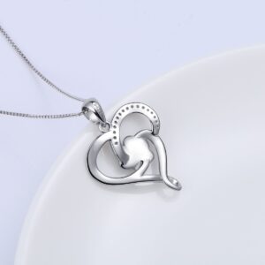 Ladytree S925 Sterling Silver Puppy Dog Cat Pet Paw Print Love Heart Pendant Necklace 18"