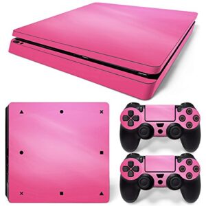 gam3gear vinyl decal protective skin cover sticker for ps4 slim console & controller (not for ps4 or ps4 pro) - pink