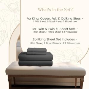 Queen Sheet Set For Queen Size Bed, Egyptian Cotton Sheets Queen Size With Bedding Sheets & Pillowcases. 800 TC Queen Bedding Hotel Sheets With Deep Pocket Queen Sheets (Fits Upto 18") - Charcoal