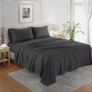 Queen Sheet Set For Queen Size Bed, Egyptian Cotton Sheets Queen Size With Bedding Sheets & Pillowcases. 800 TC Queen Bedding Hotel Sheets With Deep Pocket Queen Sheets (Fits Upto 18") - Charcoal