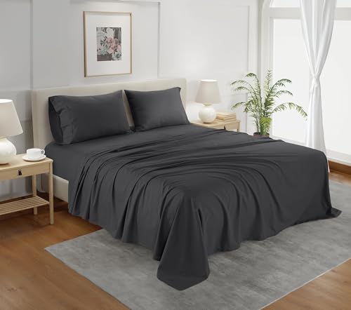 Queen Sheet Set For Queen Size Bed, Egyptian Cotton Sheets Queen Size With Bedding Sheets & Pillowcases. 800 TC Queen Bedding Hotel Sheets With Deep Pocket Queen Sheets (Fits Upto 18") - Charcoal