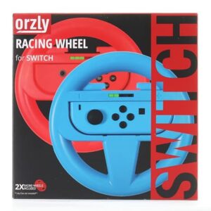 Orzly Steering Wheels for Nintendo Switch & OLED Console JoyCons, Racing Wheels for Mario Kart 8 Deluxe [Mariokart Switch Steering Wheel Joycon Controller Attachment Accessories]-Twin Pack [2X Black]