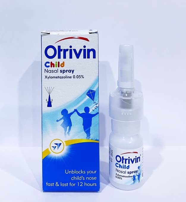 Otrivin child Nasal Spray 0.05% (60 Meterd dose, 0.33 Fluid ounzes) for Infant and Children Under 1 Year of Age and up to 6 Years of Age, Effective Unblocks Your Child's Nose Fast & Last for 12 Hours