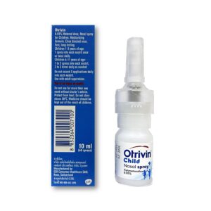 Otrivin child Nasal Spray 0.05% (60 Meterd dose, 0.33 Fluid ounzes) for Infant and Children Under 1 Year of Age and up to 6 Years of Age, Effective Unblocks Your Child's Nose Fast & Last for 12 Hours