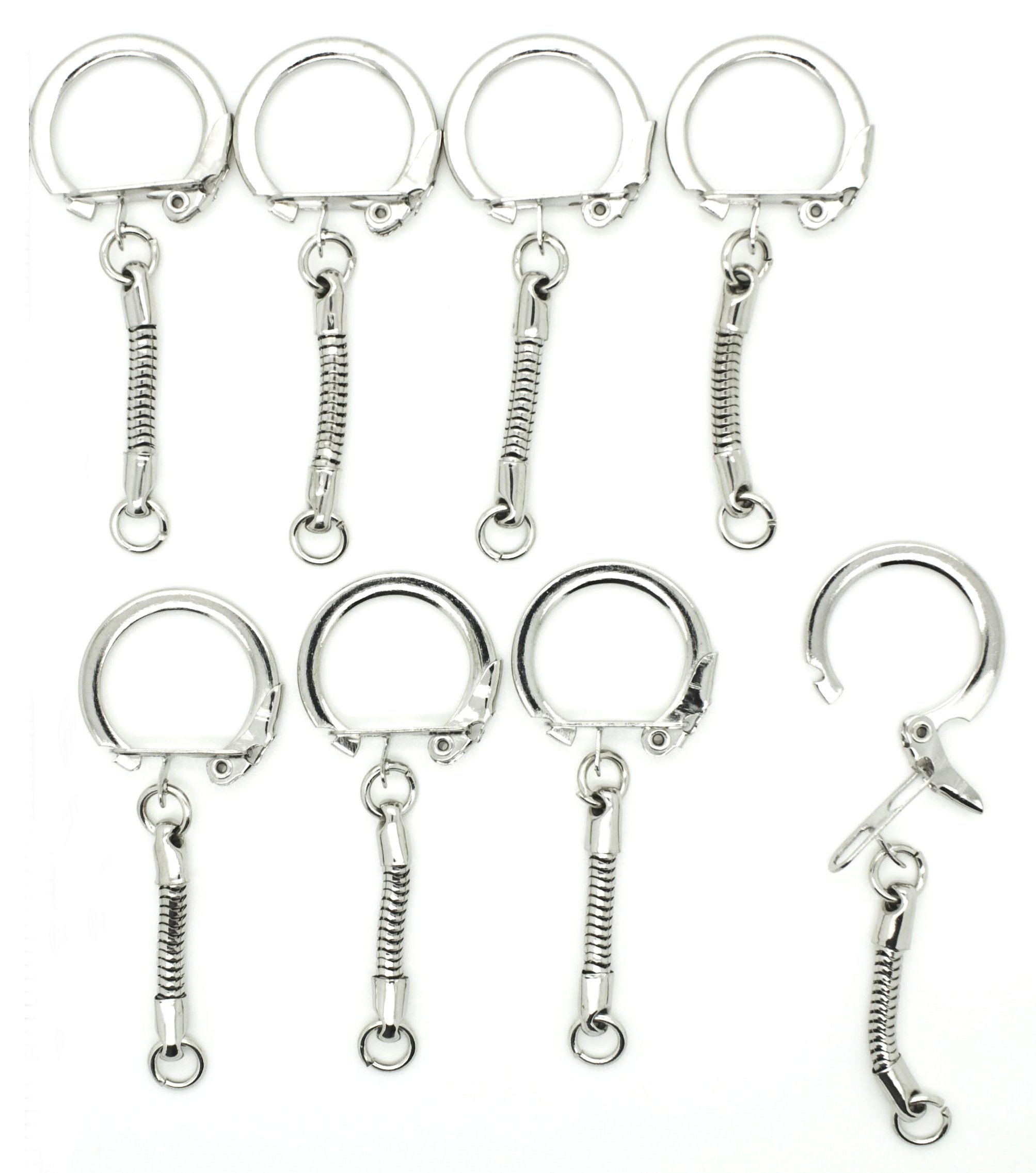 Key Chains Snake Chain with Snap End and Jump Ring for Craft Findings - Pack of 50