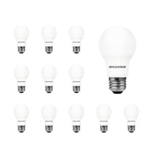 sylvania led a19 light bulb, 40w equivalent, efficient 6w, medium base, frosted 5000k daylight, 12 pack