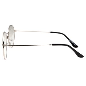 grinderPUNCH Retro Round Clear Lens Glasses Metal Frame - Silver