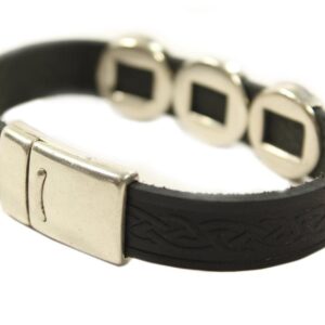 Biddy Murphy Celtic Leather Bracelet Irish Charms Black 7 1/2 Inches Made in Ireland