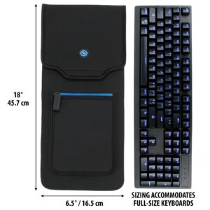 ENHANCE Keyboard Sleeve Travel Case for Full-Size Mechanical and Standard Gaming eSports Keyboards (up to 18 Inches) - Rugged Neoprene Construction, Zipper Mouse Storage and Cable Storage Pouch