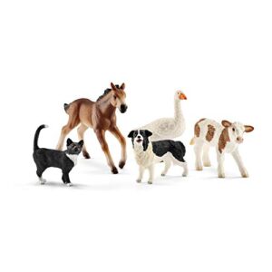 schleich farm world, farm playset gifts for kids, assorted farm animals for toddlers and kids, ages 3+