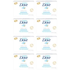 Baby Dove Bar Soap Rich Moisture More Gentle and Nourishing than Ordinary Baby Soap Bars Washes Away Bacteria, 3.17 Ounce (Pack of 8)