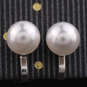 Simulated Pearl Clip Earrings No Pierced Charm Jewelry Silver/Gold Plated 8mm&12mm Pearl (8mm silver plated)