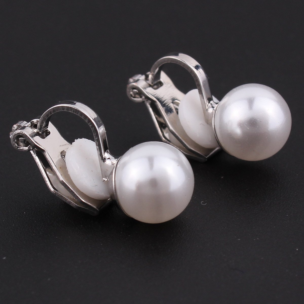 Simulated Pearl Clip Earrings No Pierced Charm Jewelry Silver/Gold Plated 8mm&12mm Pearl (8mm silver plated)