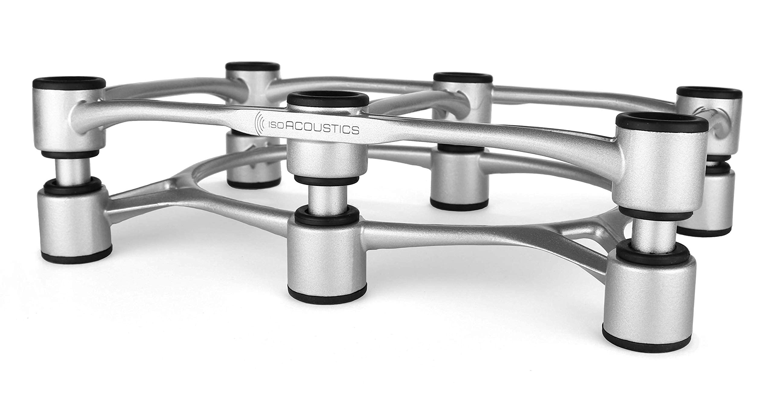 IsoAcoustics Aperta Series Isolation Speaker Stands with Tilt Adjustment: Aperta300 (11.8" W x 7.9" D) Silver (Single)